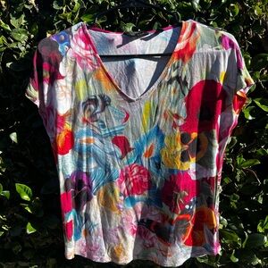 Ted Baker Vintage Short Sleeve Floral Blouse Size US 4-6 Small